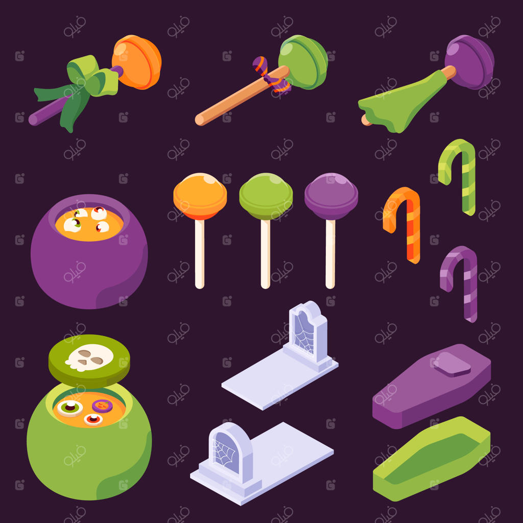 تزئین آبنبات‌های هالووین به سبک ایزومتریک