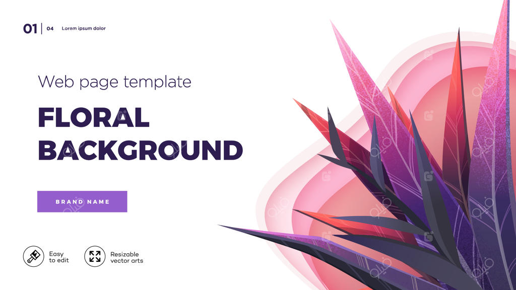 قالب صفحه فرود با طراحی مدرن سفید - مفهوم گل آرایی مدرن برای تجارت راحت و شیک