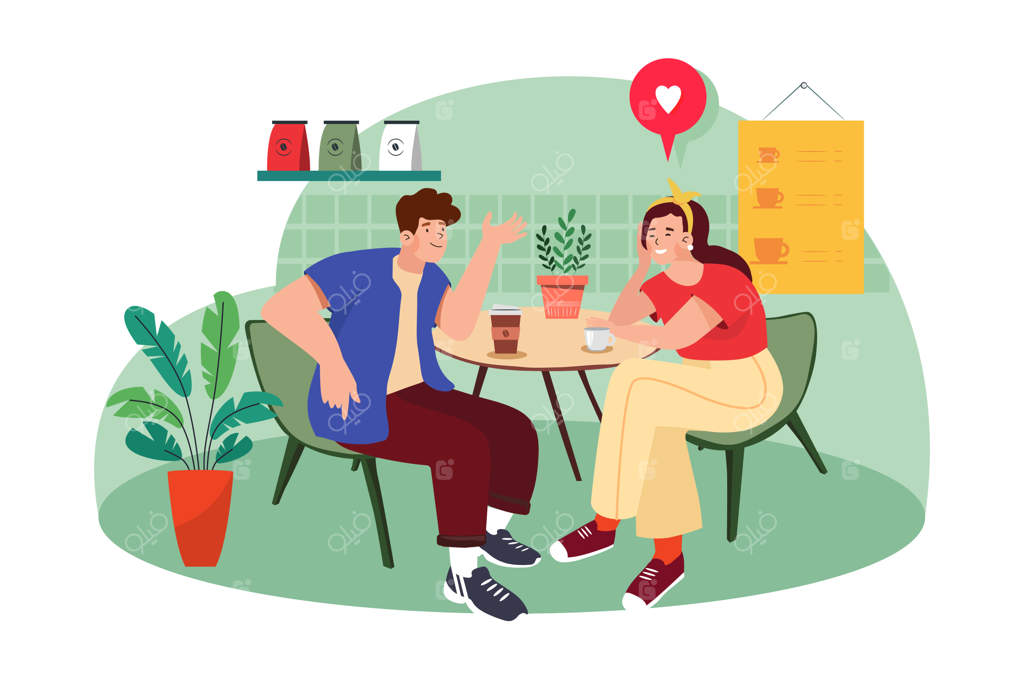 زوجی در کافه، در حال قرار ملاقات
