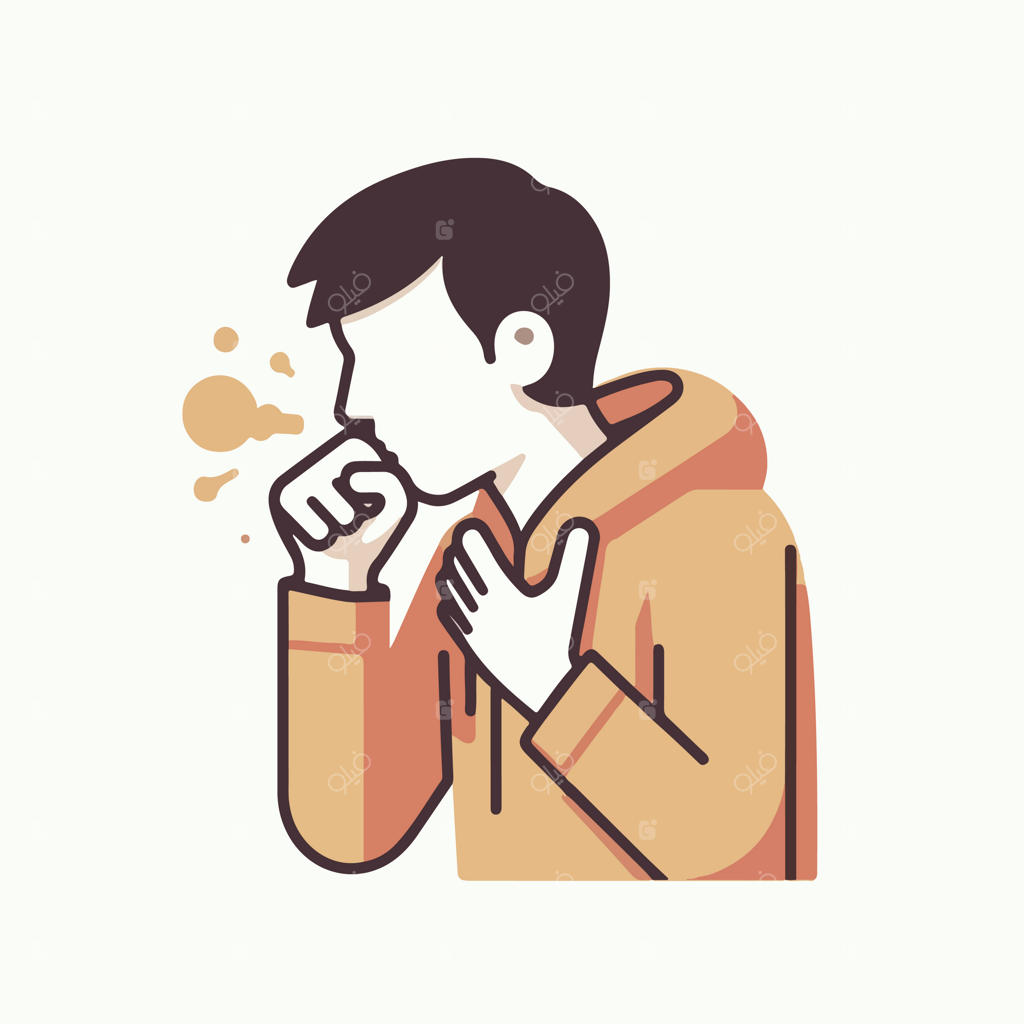 وکتور نوجوان در حال سرفه به سبک طراحی تخت