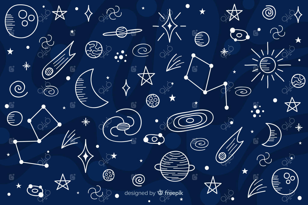 پس‌زمینه‌ای از فضا با طراحی دست