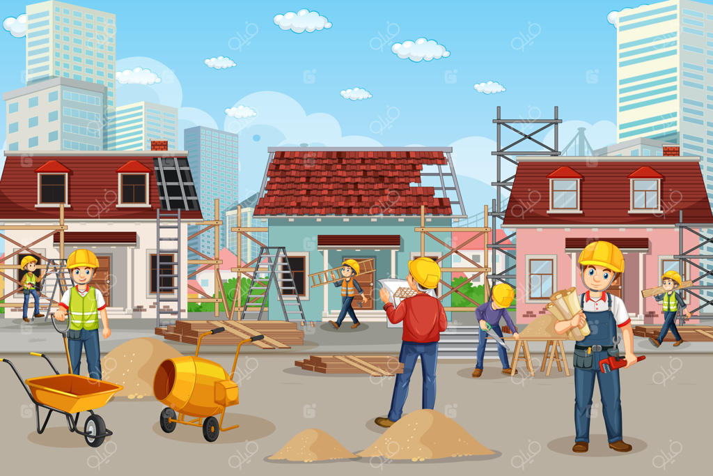 صحنه‌ای از یک کارگاه ساختمانی