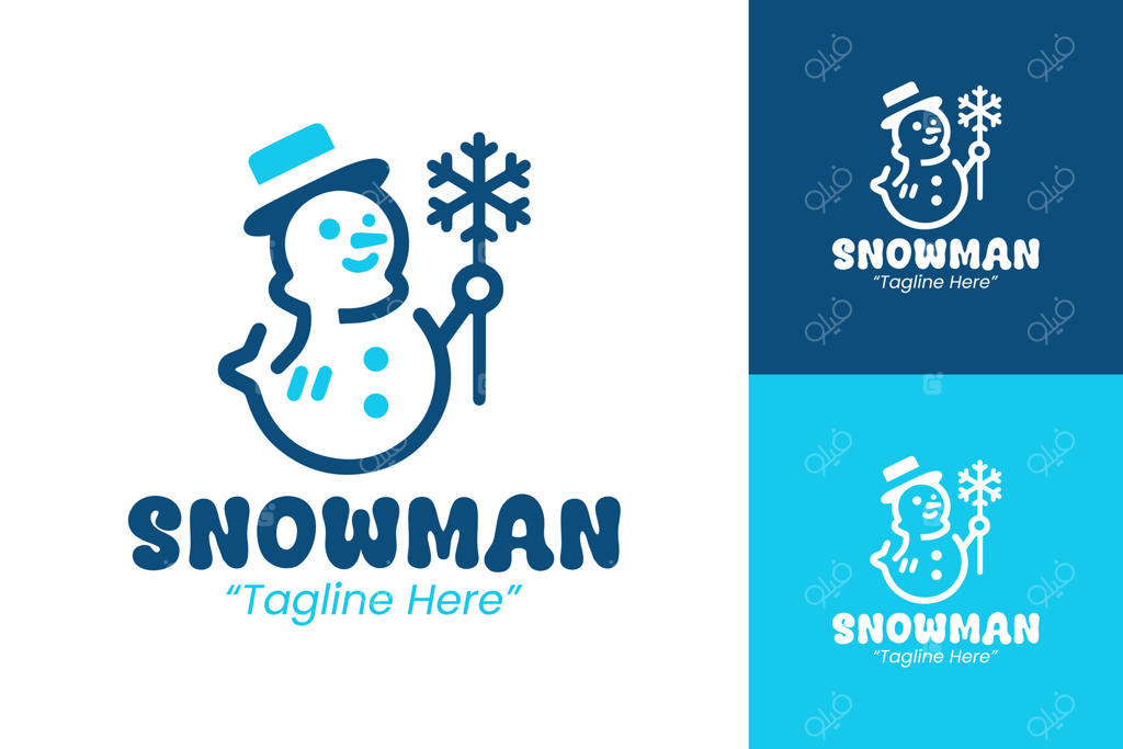 لوگوی آدم برفی ذوب‌شده خنک برای برندینگ رویدادهای تعطیلات و تبلیغات زمستانی