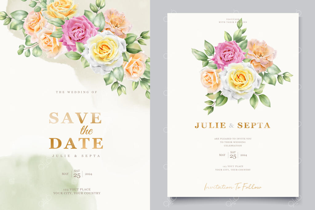 طراحی دعوتنامه عروسی با دست و گل‌های زیبا