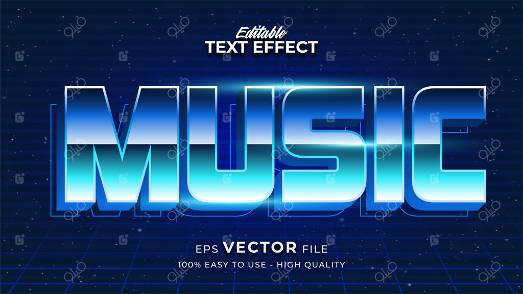 متن موسیقی با گرادیان رنگارنگ و جلوه‌ای درخشان با سبک آینده‌نگرانه