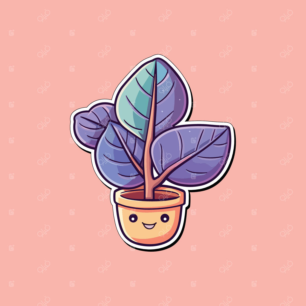 برچسب گیاه کائوچو: تصویر کارتونی بامزه