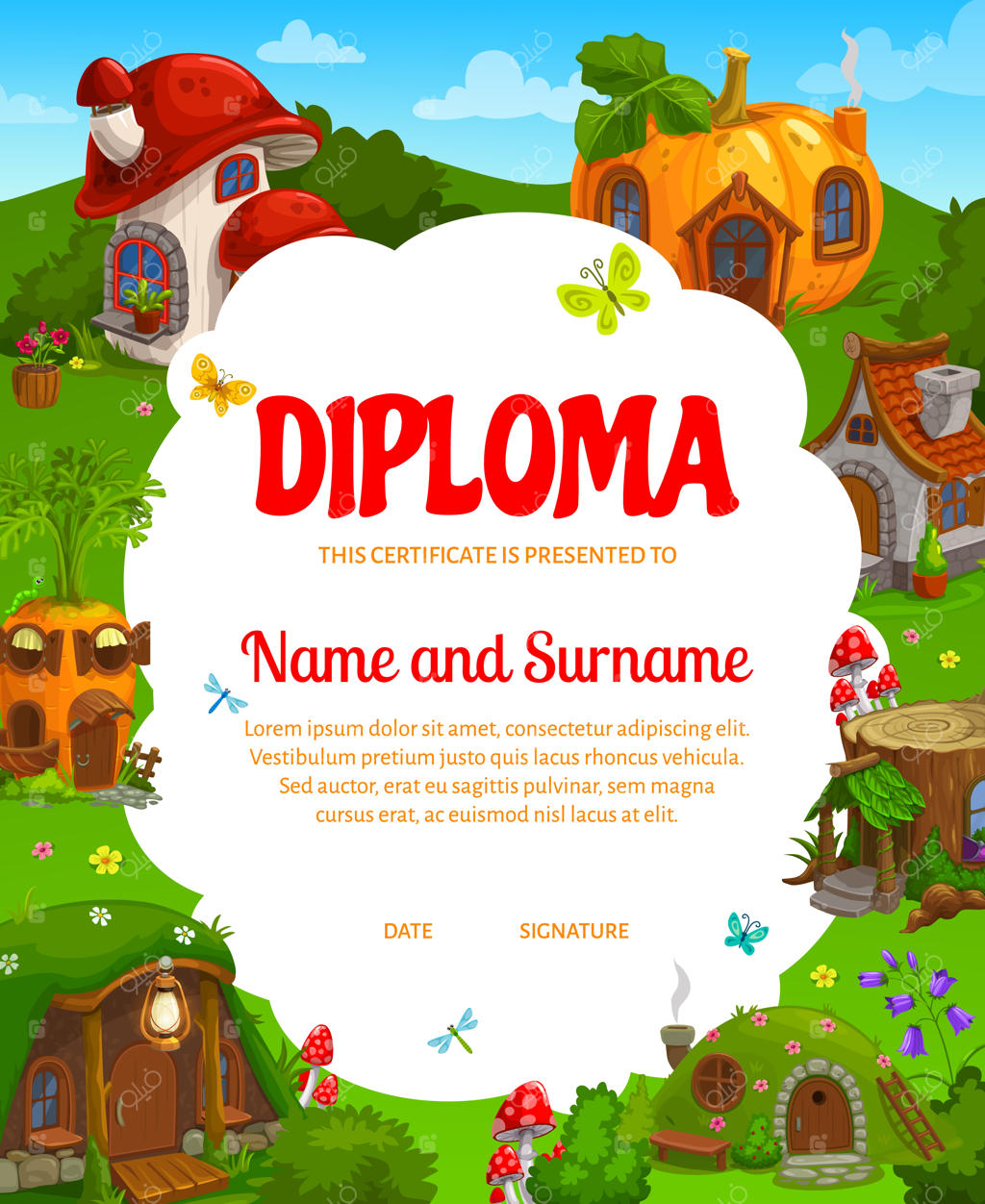 خانه‌ها و مسکن‌های کارتونی و افسانه‌ای برای دیپلم کودکانه