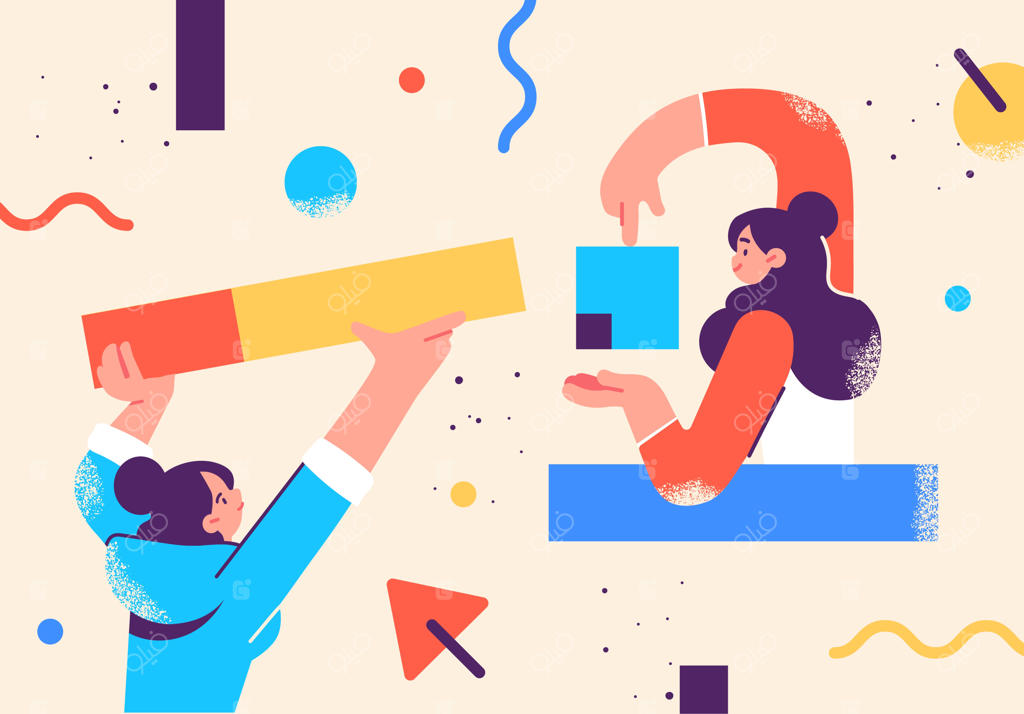 تصویرسازی اشخاص تجاری به سبک تخت - مفهوم ارتباطی و همکاری در کسب‌وکار غیررسمی