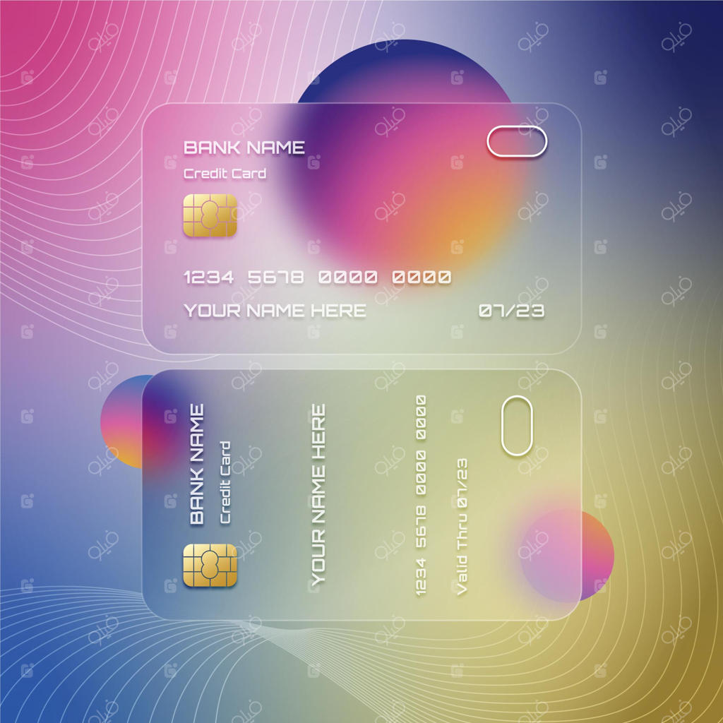 کارت اعتباری با افکت شیشه‌ای واقعی