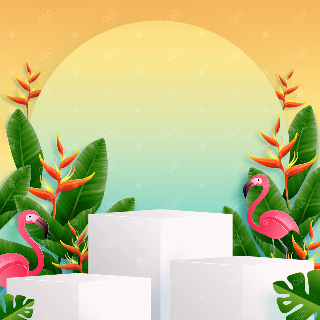 سکوی تابستانی با گل‌های رنگارنگ استوایی