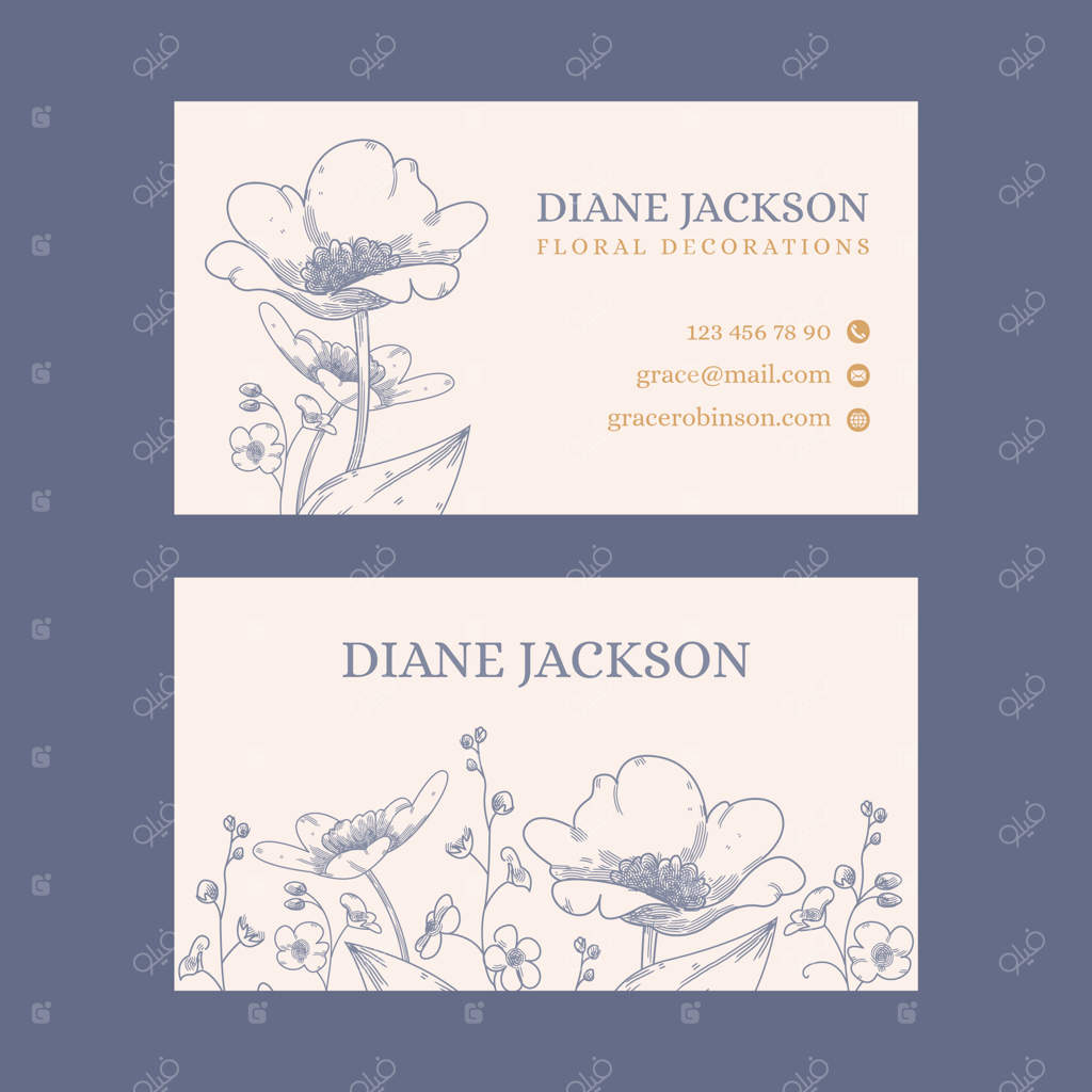 پترن کارت ویزیت گل‌فروشی طراحی شده با دست