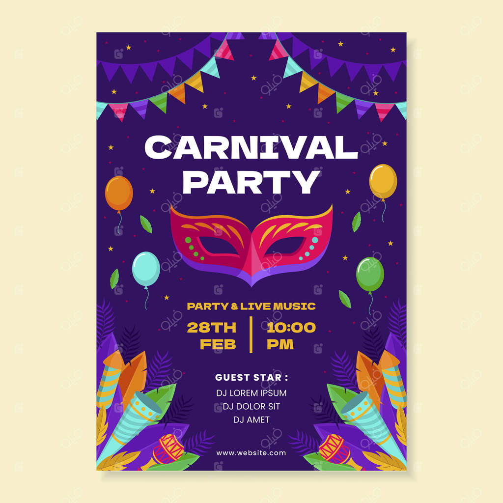 قالب پوستر عمودی برای جشنواره کارناوال