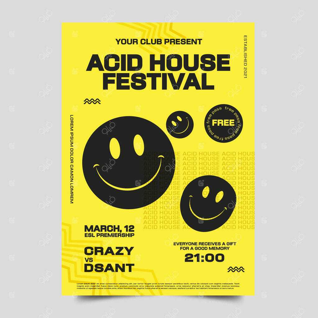 طرح چاپ اموجی اسیدی با طراحی تخت و خلاقانه