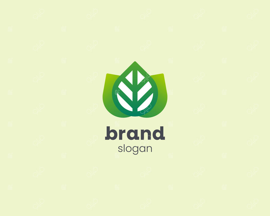 لوگوی طبیعی و خلاقانه با برگ سبز
