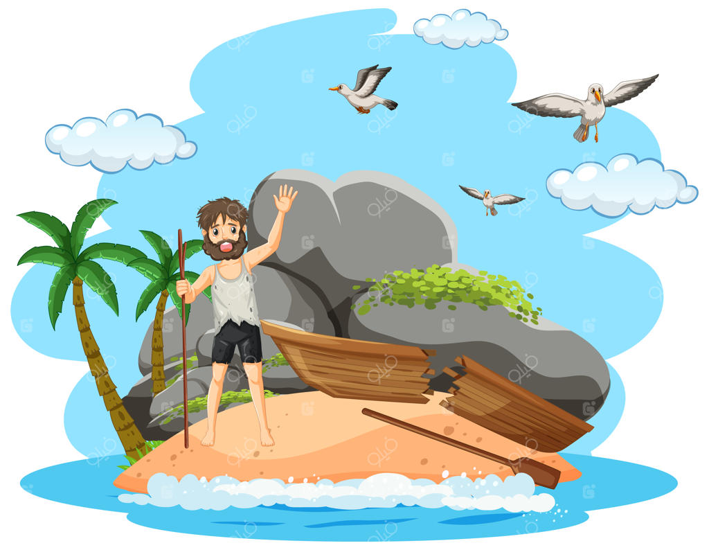 مردی در جزیره‌ای دورافتاده و منزوی