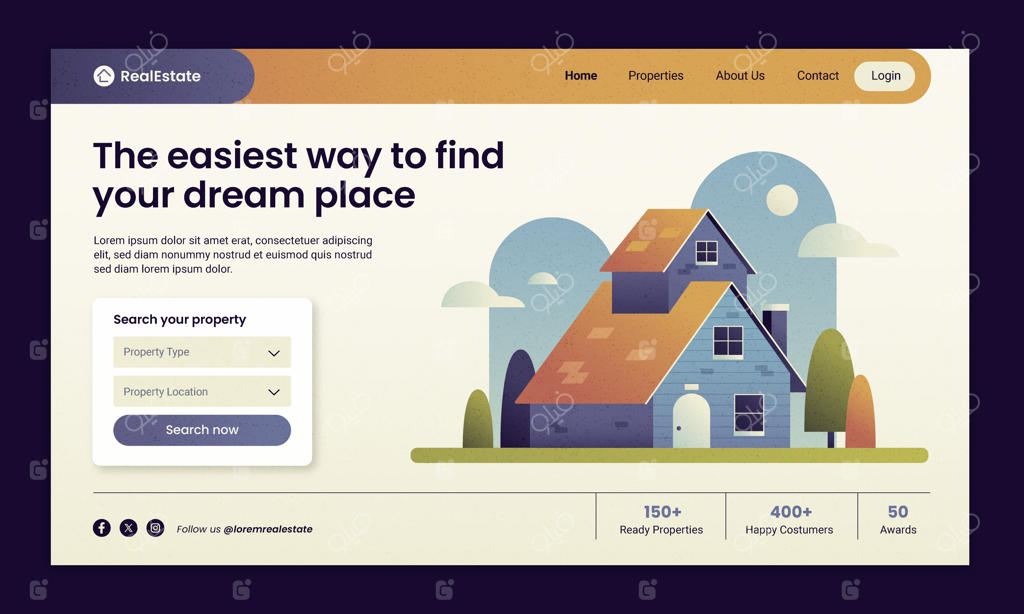 صفحه فرود املاک با طرح گرادینت