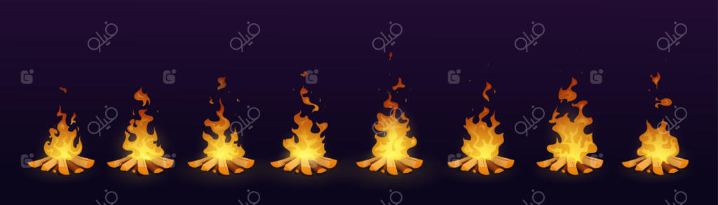 انیمیشن آتش‌بازی، شعله‌های آتش در کارتون متحرک