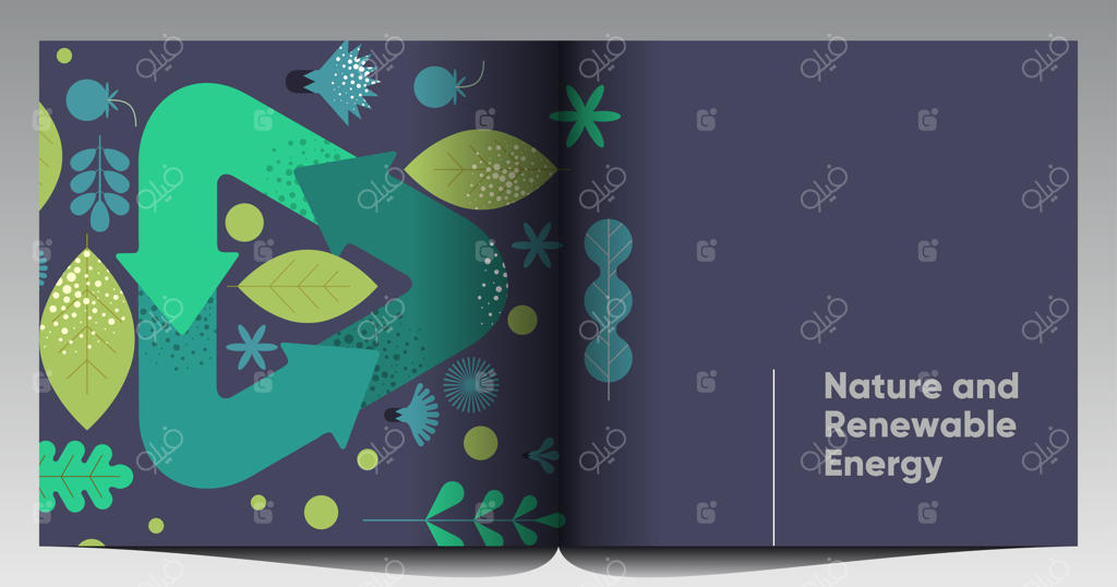 تصاویر وکتور برای پس‌زمینه پوستر: طبیعت و انرژی‌های تجدیدپذیر، بازیافت انرژی سبز و حفاظت از منابع طبیعی