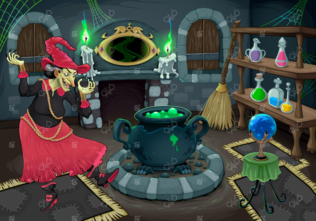 جادوگر در اتاق خود