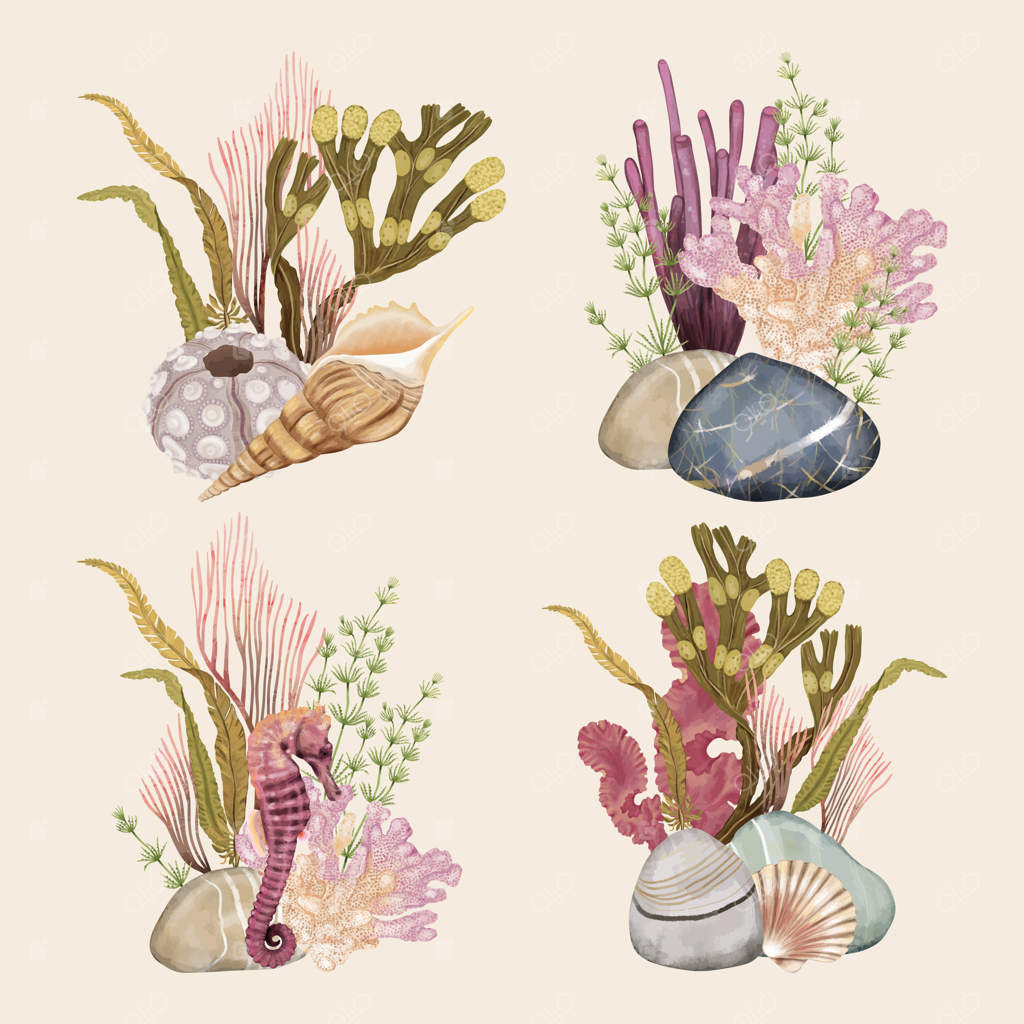 مجموعه دسته‌گل‌های رنگارنگ تعطیلات زیر آب