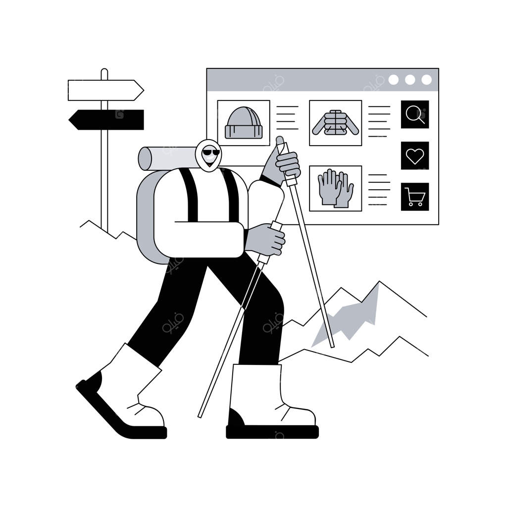 پیاده‌روی زمستانی - تصویر انتزاعی وکتور