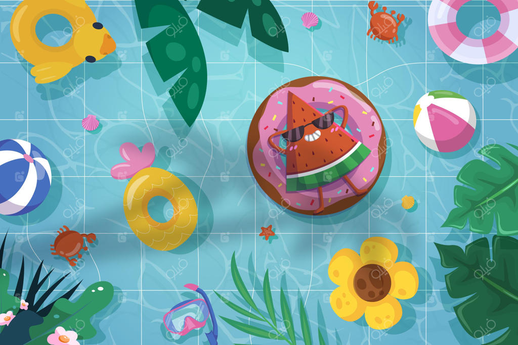 پس‌زمینه کارتونی تابستانی برای تماس تصویری