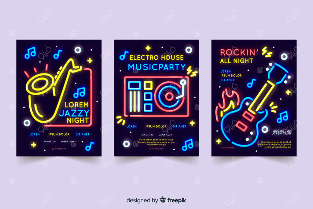 مجموعه قالب پوستر موسیقی نئون