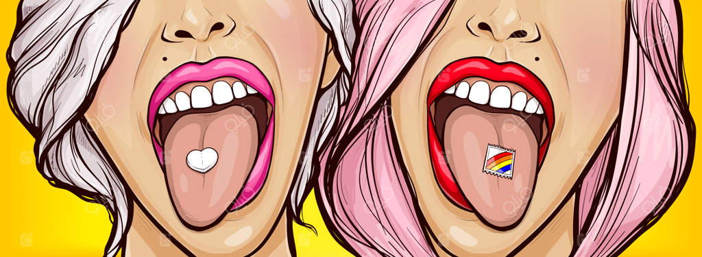 زبان با مهر ال‌اس‌دی و قرص اعتیاد به عشق