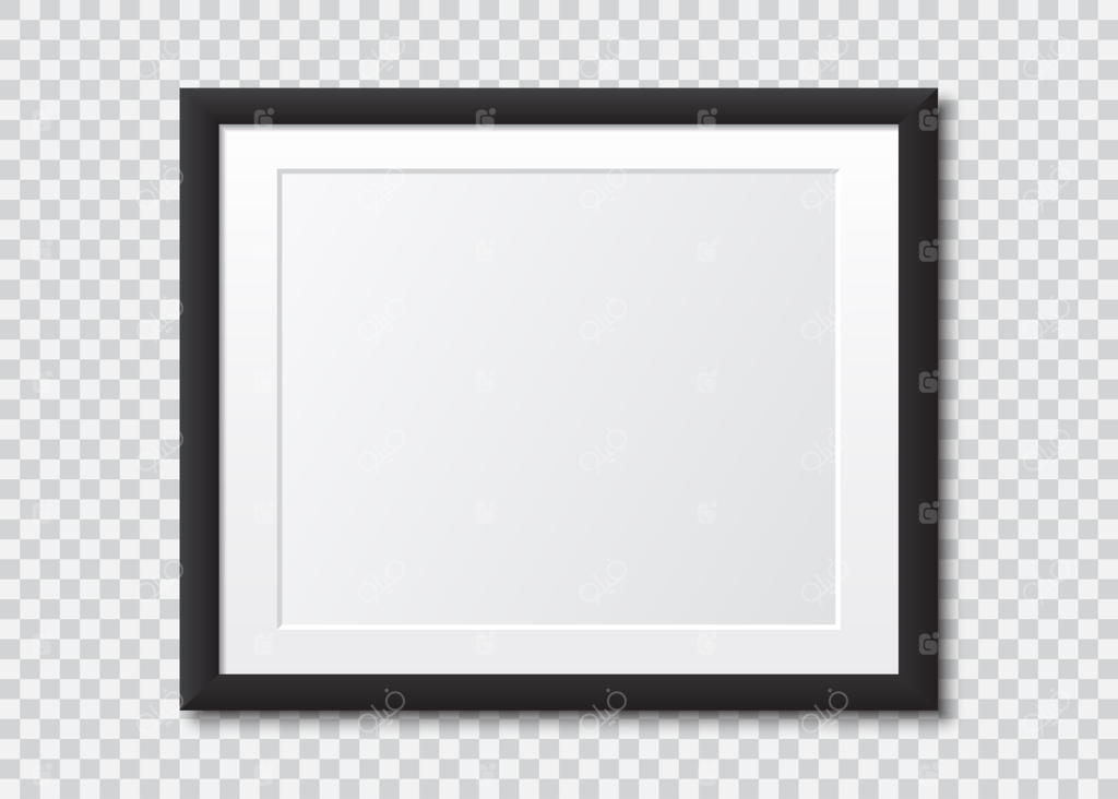 قاب عکس مشکی واقعی با سایه: قاب عکس بر روی پس‌زمینه شفاف