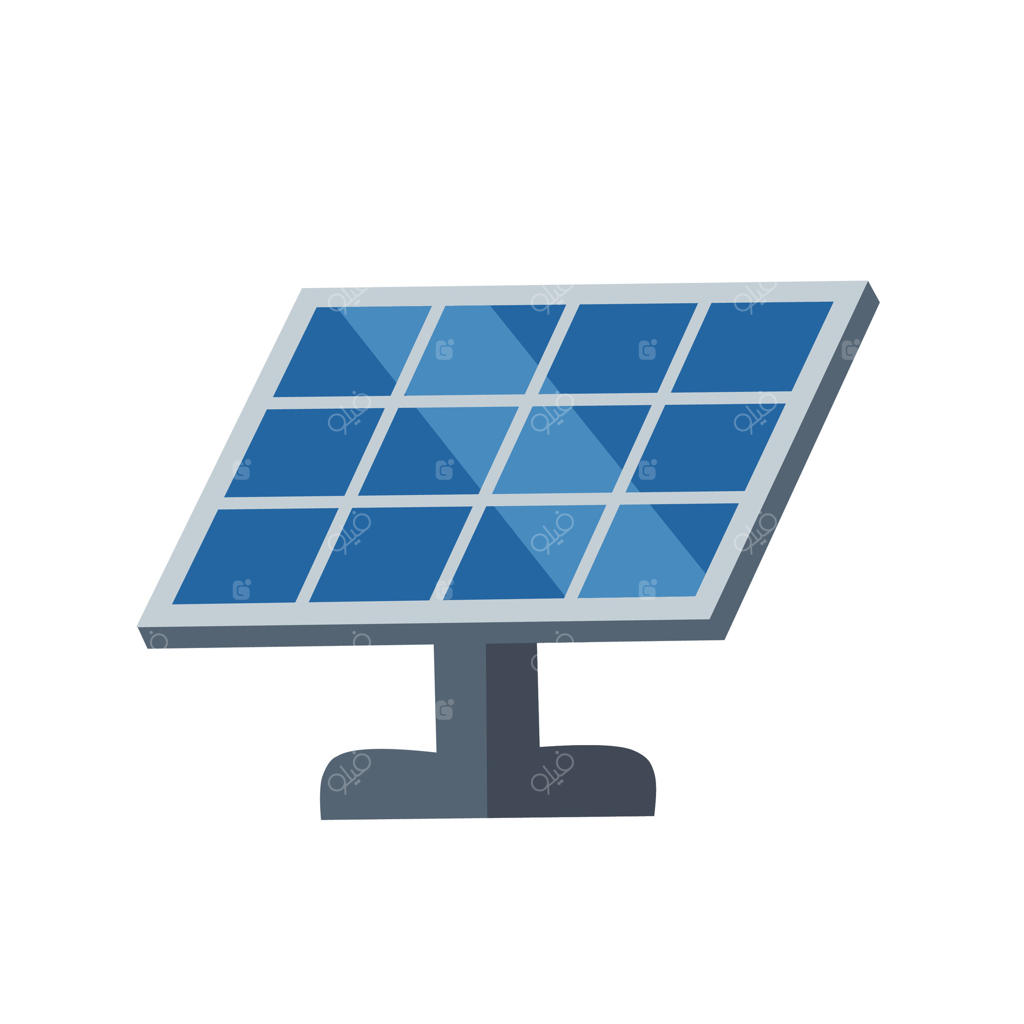 تصویر پنل خورشیدی به سبک تخت، نماد انرژی تجدیدپذیر و فناوری سبز. مناسب برای کمپین‌های زیست‌محیطی، پروژه‌های سبز و موضوعات پایداری