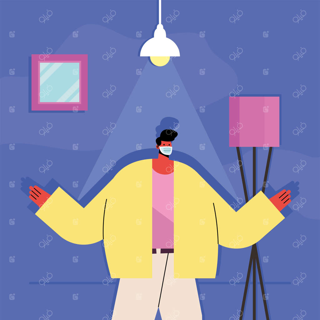 پسر با ماسک در خانه