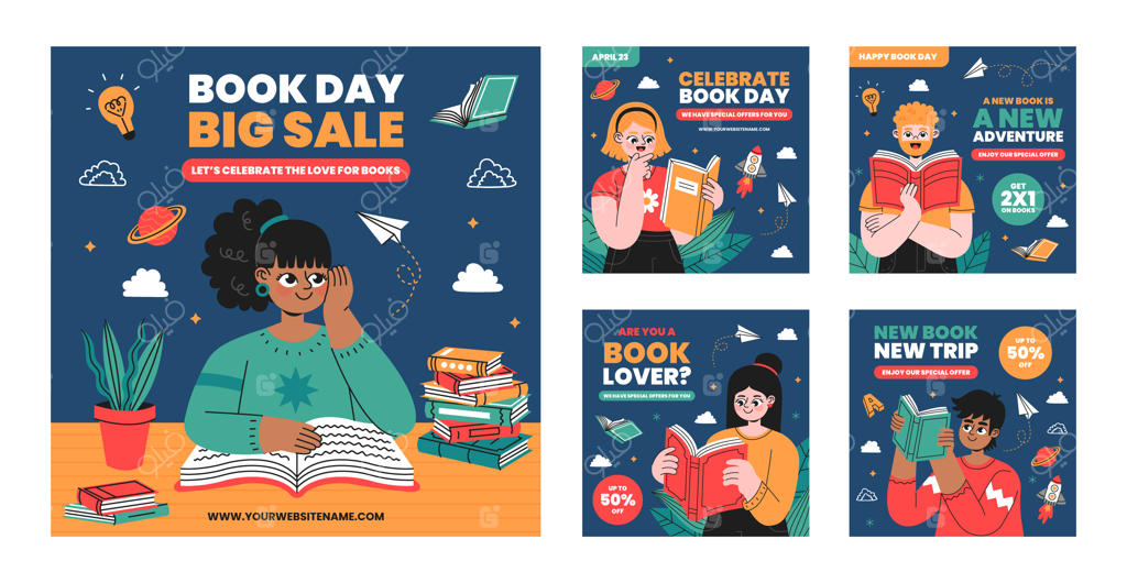 مجموعه پست‌های اینستاگرام برای جشن روز جهانی کتاب