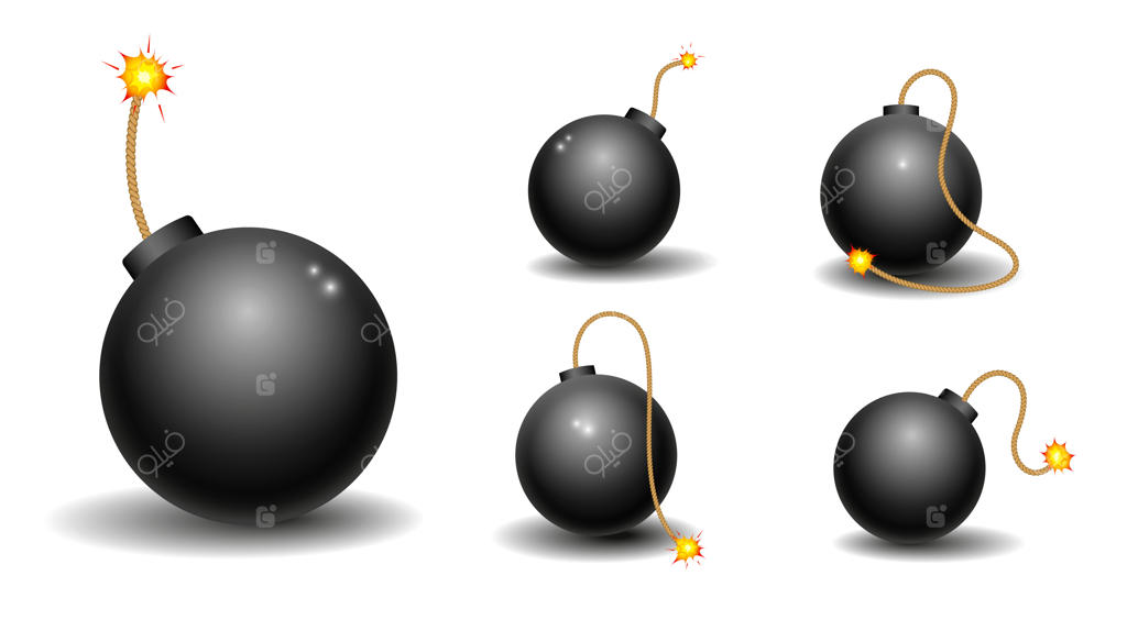 دینامیت واقعی با فتیله روشن، ترقه‌های بمبی واقعی یا آتش‌بازی بمبی قرمز