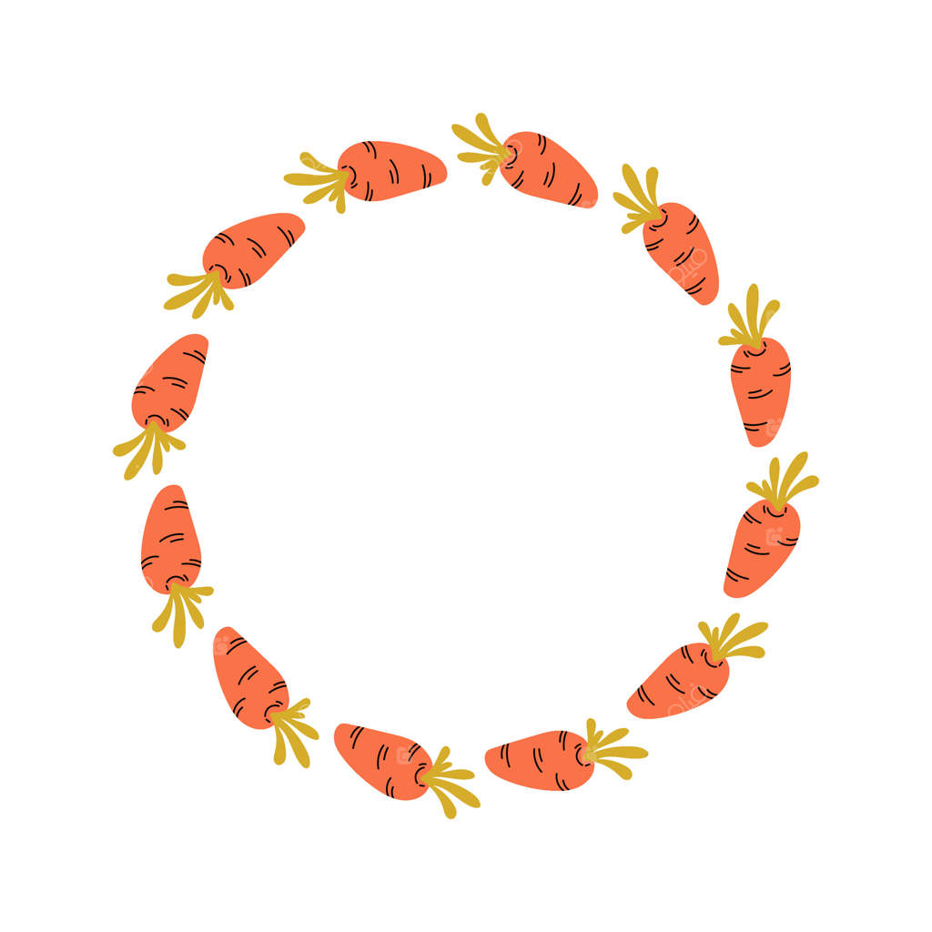 تاج هویج عید پاک: دعوت‌نامه‌ای بهاری برای جشن‌ها. برداشت سبزیجات در باغ. تصویرسازی تخت.