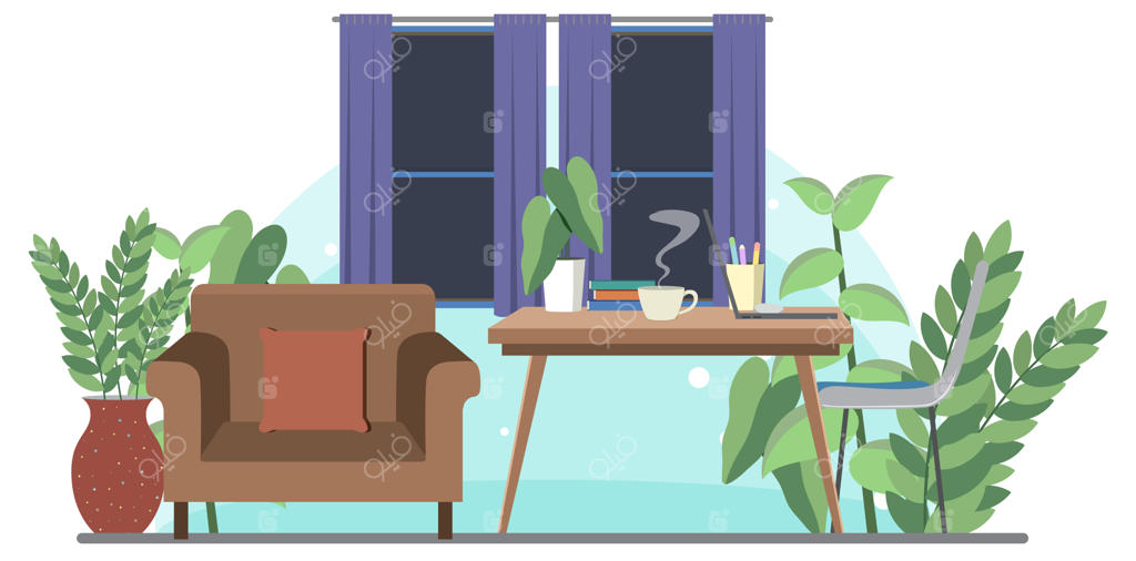 طرح داخلی اتاق کار به سبک طراحی تخت