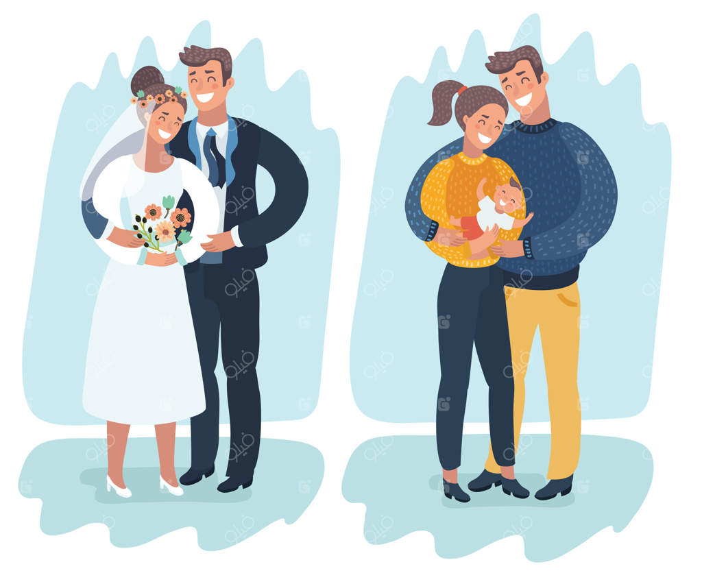 تصویری از زوج خوشبخت با نوزاد تازه‌متولد شده