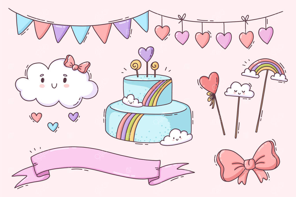 مجموعه عناصر تزیینی نقاشی شده با دست "باران عشق"