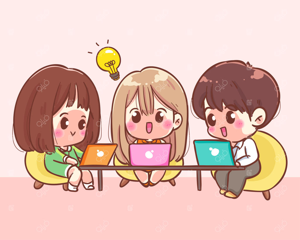 تصویر کارتونی تیم کسب و کار در حال همکاری - وکتور با کیفیت بالا