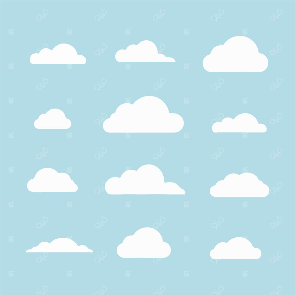 مجموعه‌ای از ابرهای مختلف با پس‌زمینه آبی