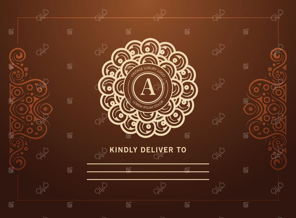 کارت دعوت شیک با طرح حروف گلدار کلاسیک و قاب تزئینی