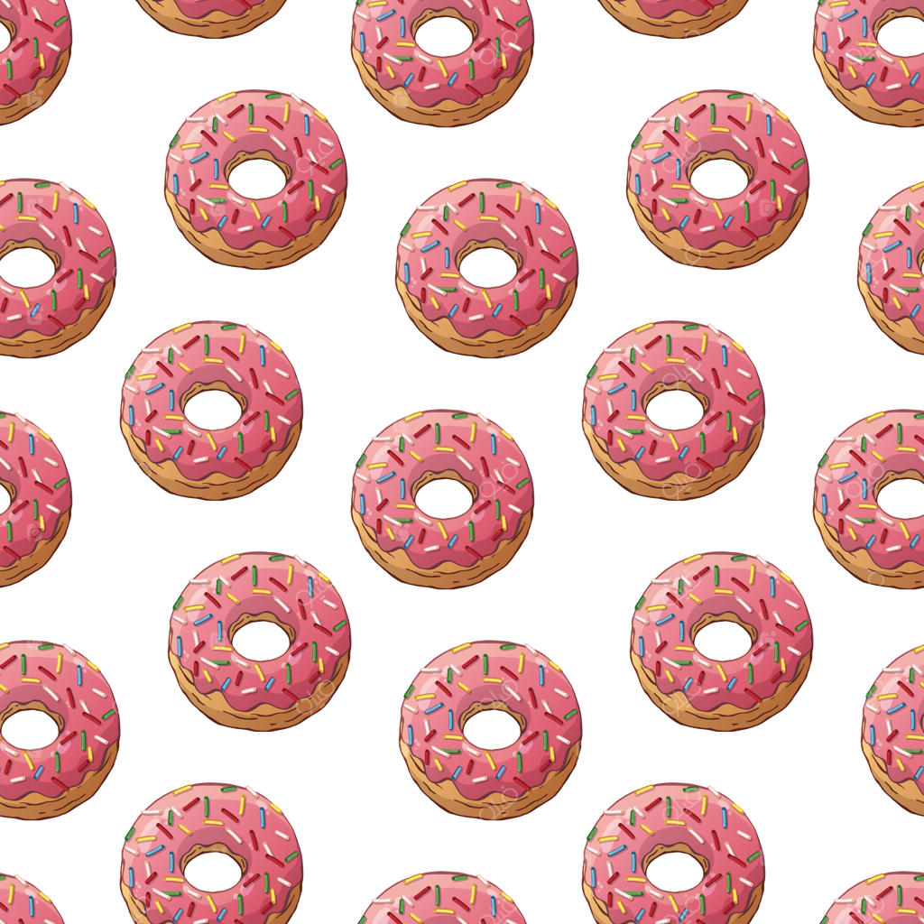پترن دونات‌های براق و تزئین‌شده با تاپینگ‌های مختلف.