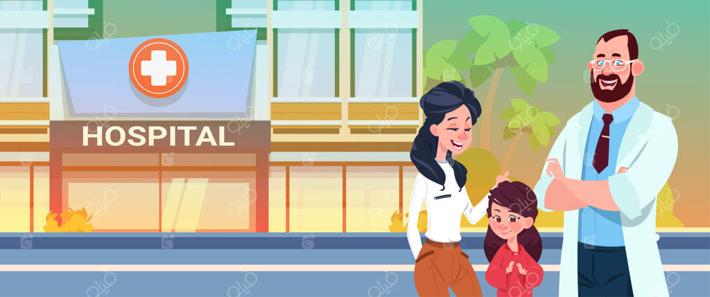 پزشکی در کنار مادر و دختر ایستاده است