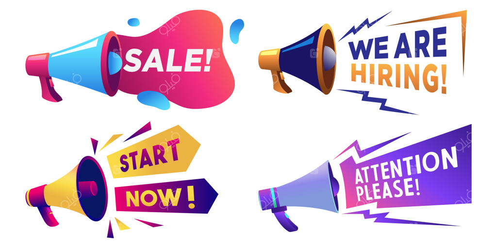 کلکسیون بنرهای تبلیغاتی با آیکون بلندگو