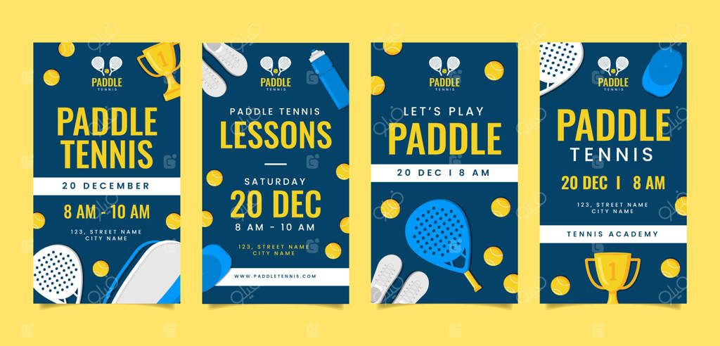 استوری‌های اینستاگرام پدل تنیس با طراحی دستی