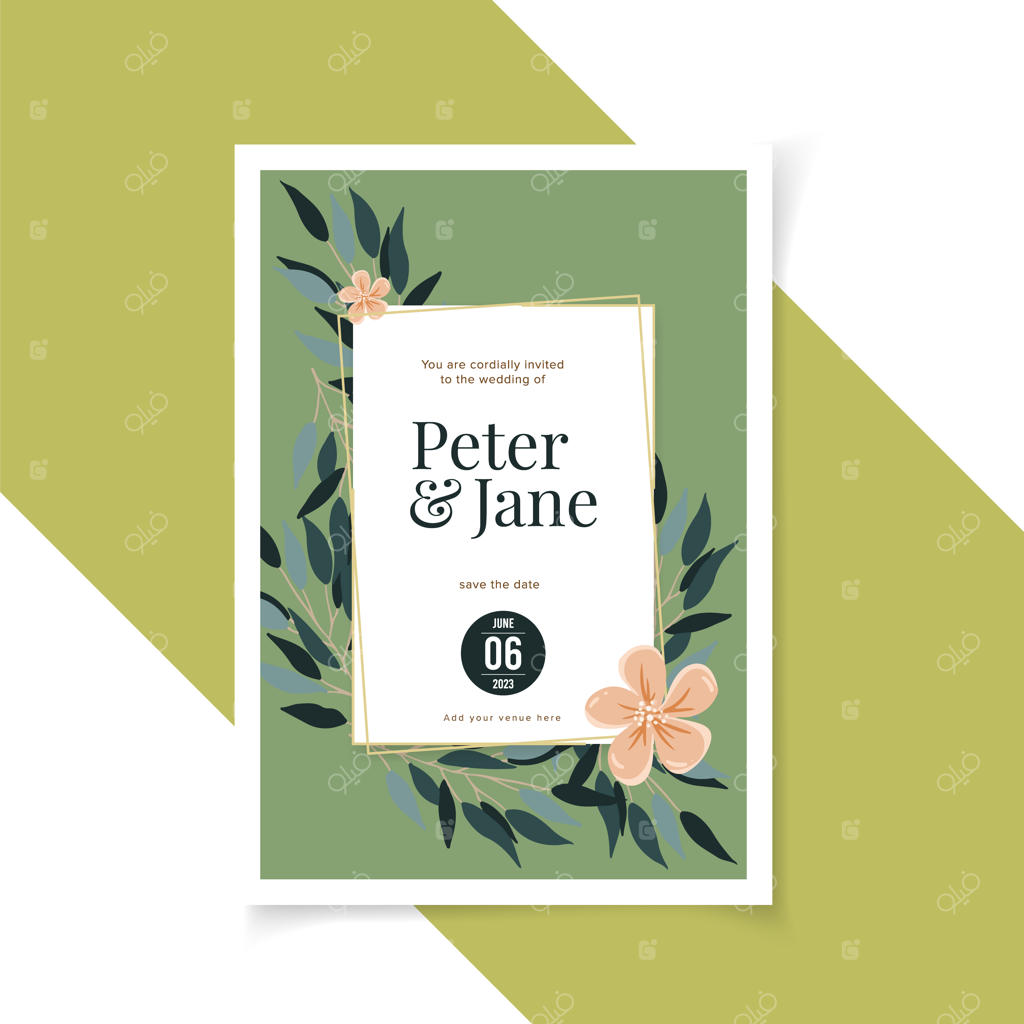 وکتور کارت دعوت عروسی مدرن و ساده