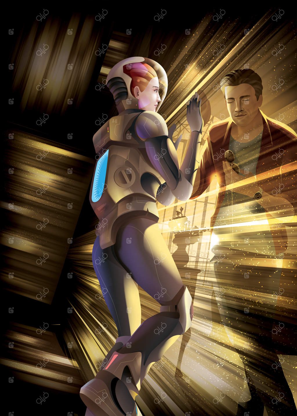 زن فضانورد به مأموریتی در کیهان می‌رود، به سیاه‌چاله‌ای سقوط می‌کند و در ابعاد زمان گرفتار می‌شود و با عشق سعی می‌کند با همسرش روی زمین ارتباط برقرار کند.