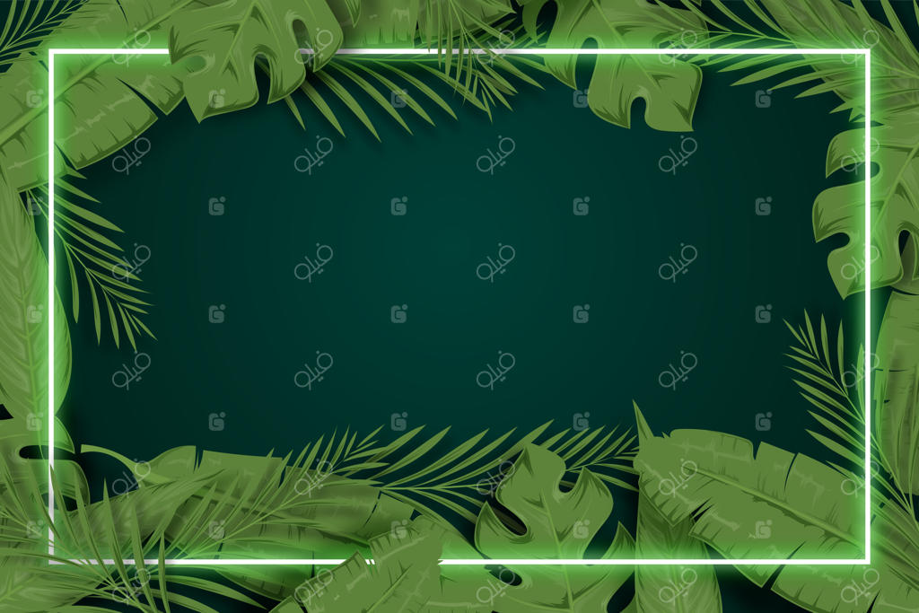 برگ‌های واقعی با زمینه‌ای از قاب نئون مفهوم‌سازی شد.