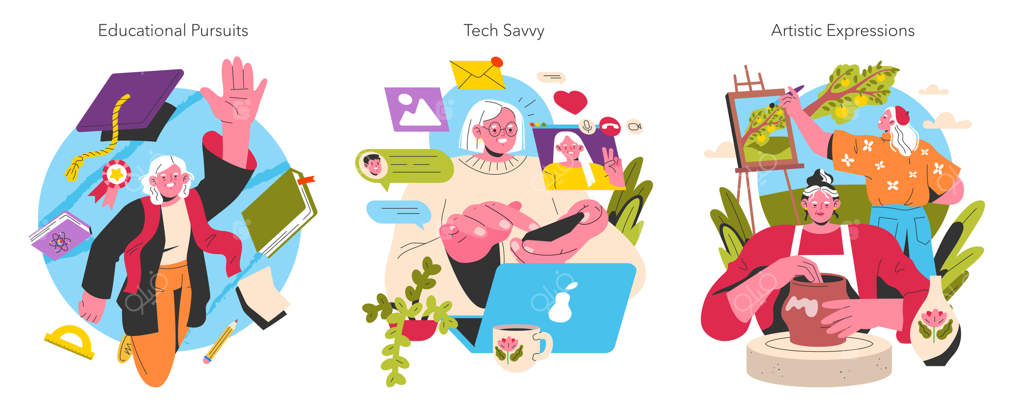 توانمندسازی زنان مسن: یادگیری مادام‌العمر، سواد دیجیتال و تجلیل از سرگرمی‌های خلاقانه
