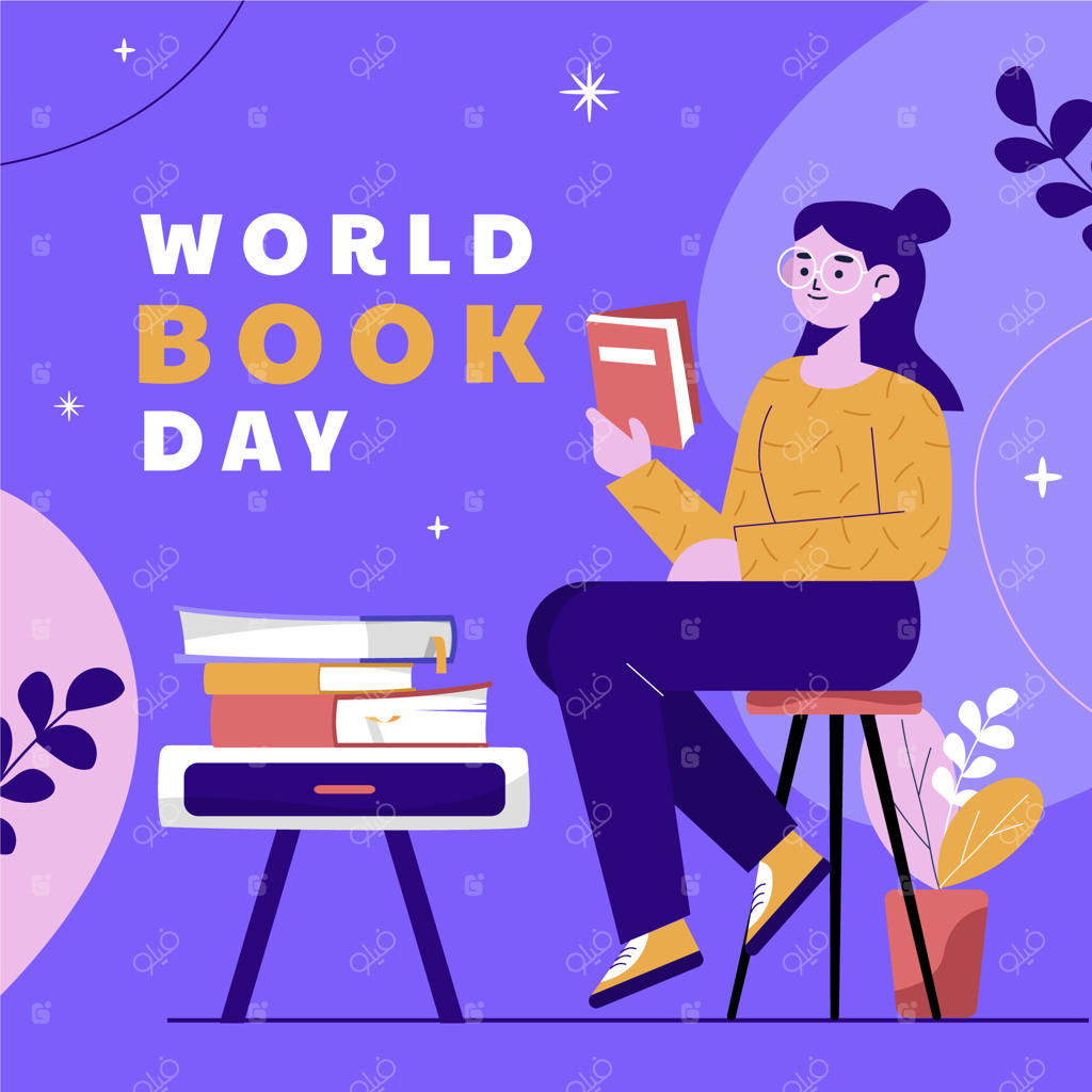 تصویرسازی تخت برای جشن روز جهانی کتاب