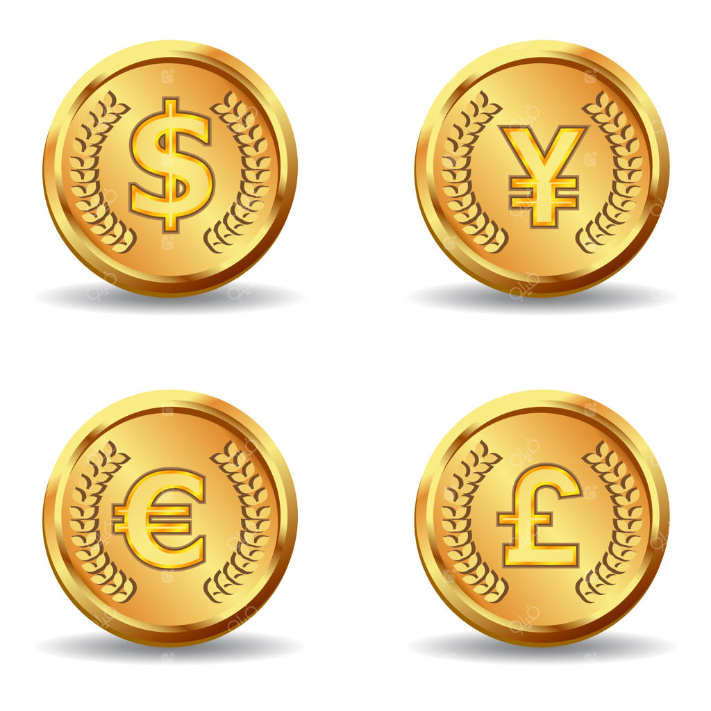 ارز طلایی روی پس‌زمینه سفید